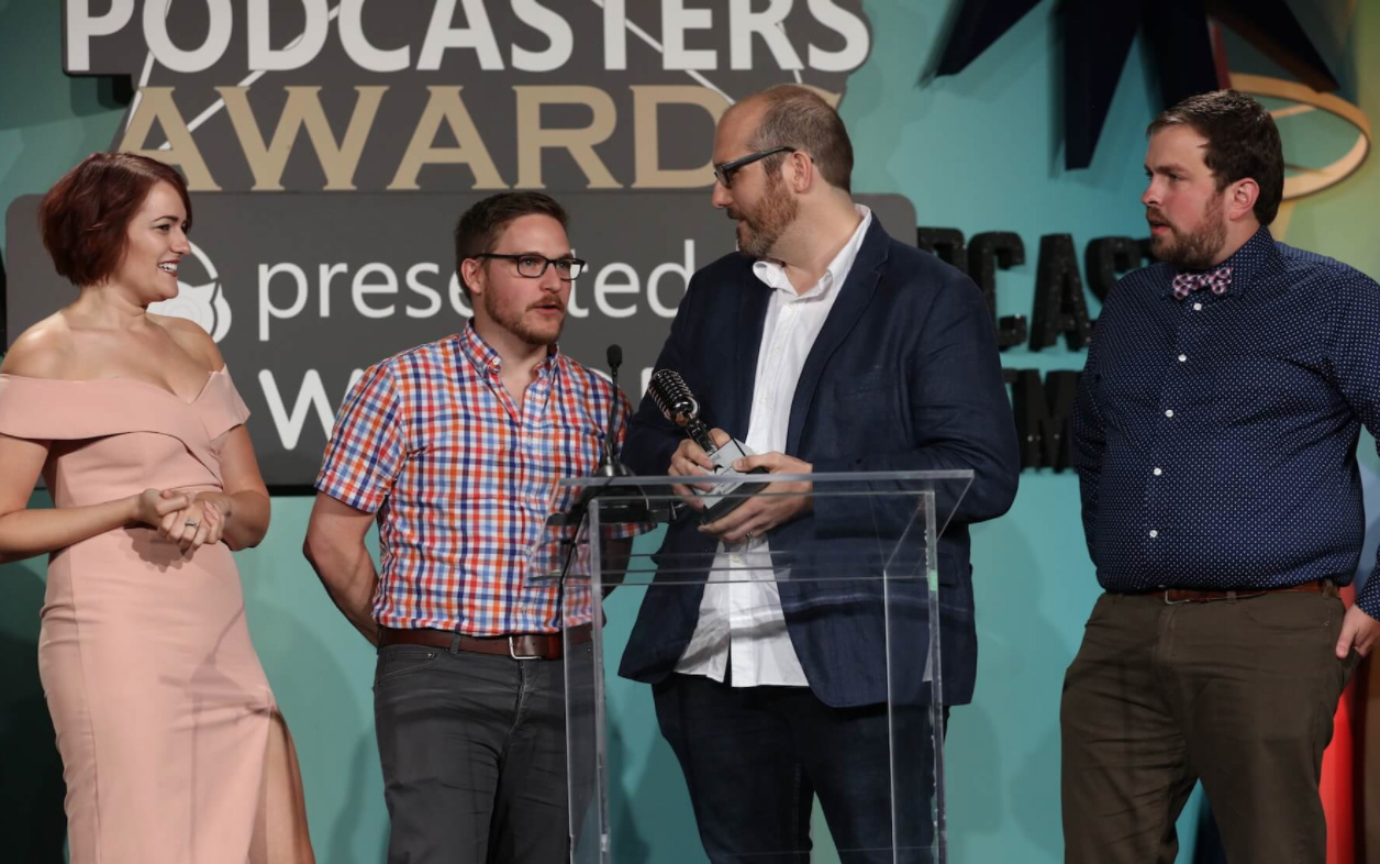 The hosts of Greetings, Adventurers! received The Academy of Podcasters Award for 2017 Best Gaming Podcast
